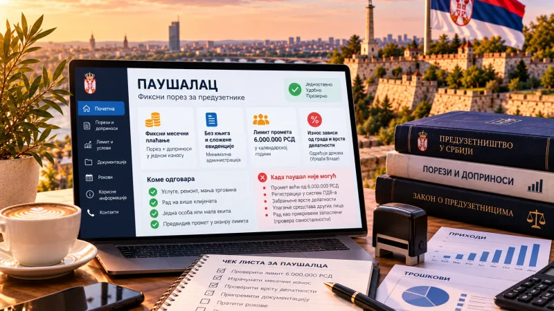 Паушалец в Сербии: фиксированный налог и лимит 6 миллионов