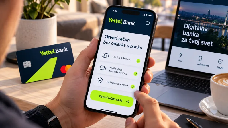Yettel Bank первым в Сербии открывает счёт полностью онлайн